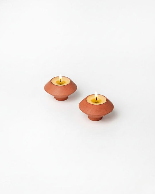 Skive Diya (Set of 2) Burnt Orange