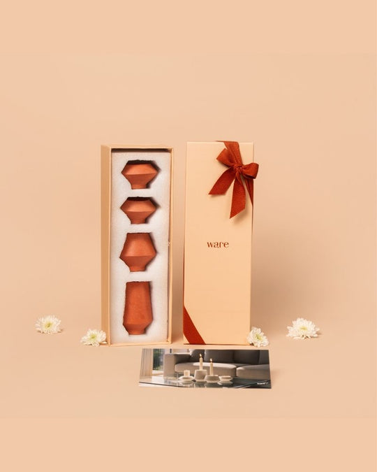 Skive Slim Candle Stand Set Burnt Orange