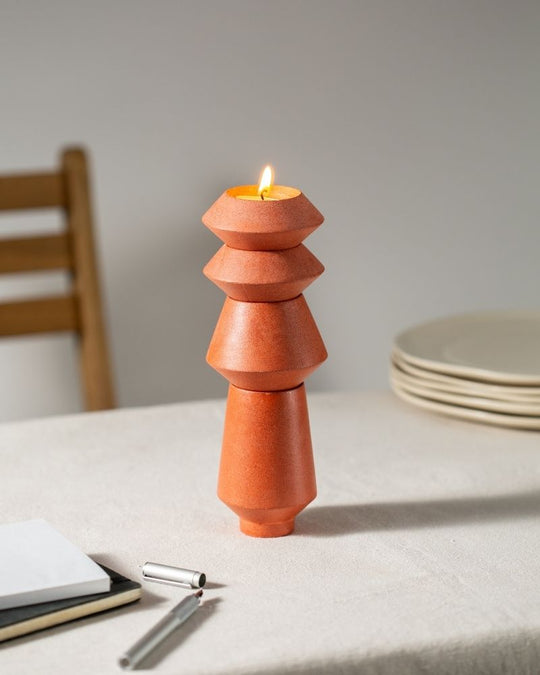 Skive Slim Candle Stand Set Burnt Orange