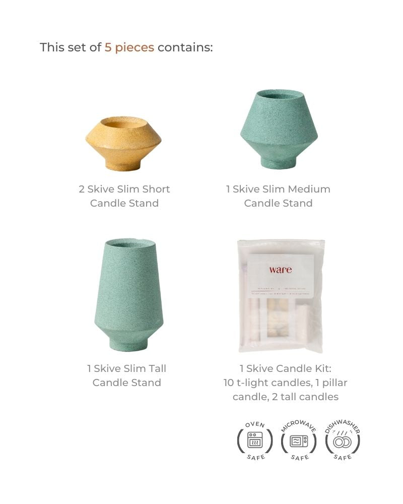 Skive Slim Candle Stand Set Mustard