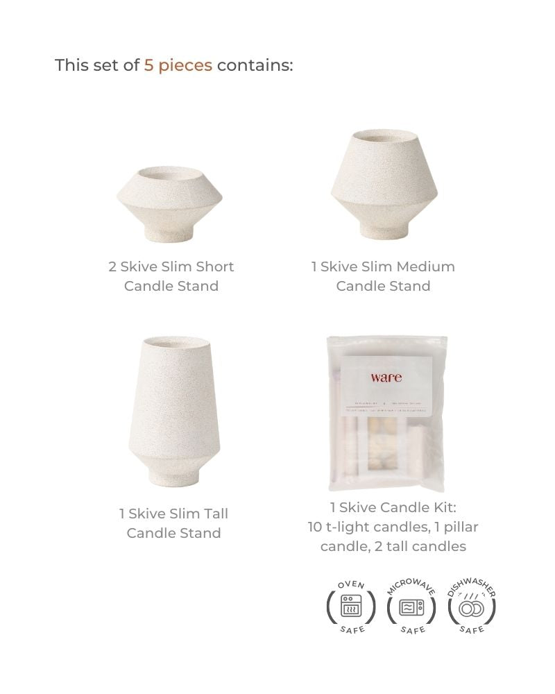 Skive Slim Candle Stand Set White