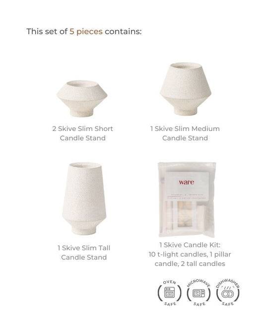 Skive Slim Candle Stand Set White