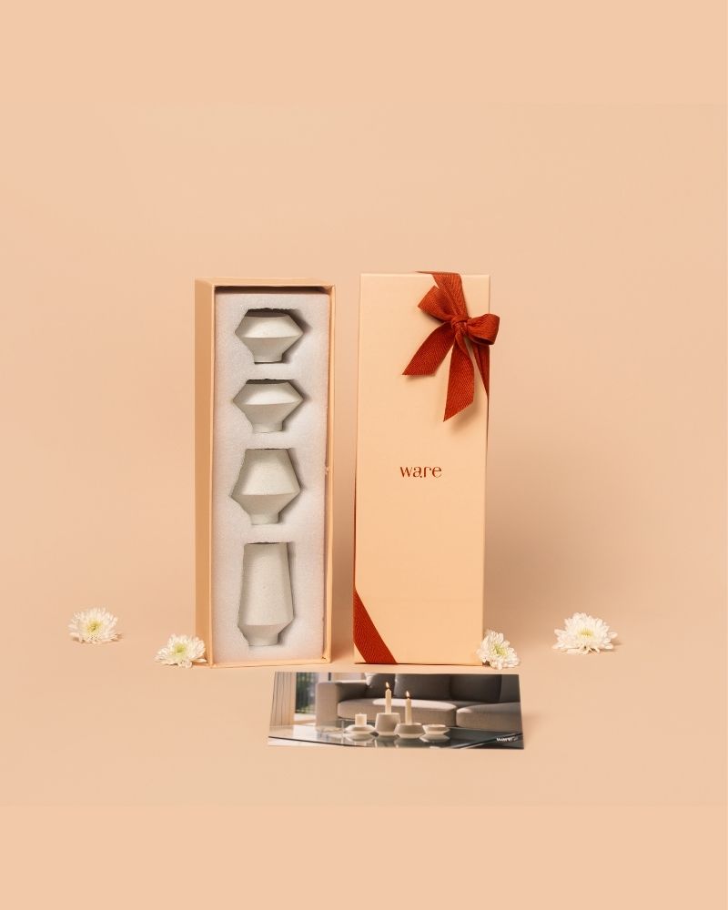 Skive Slim Candle Stand Set White