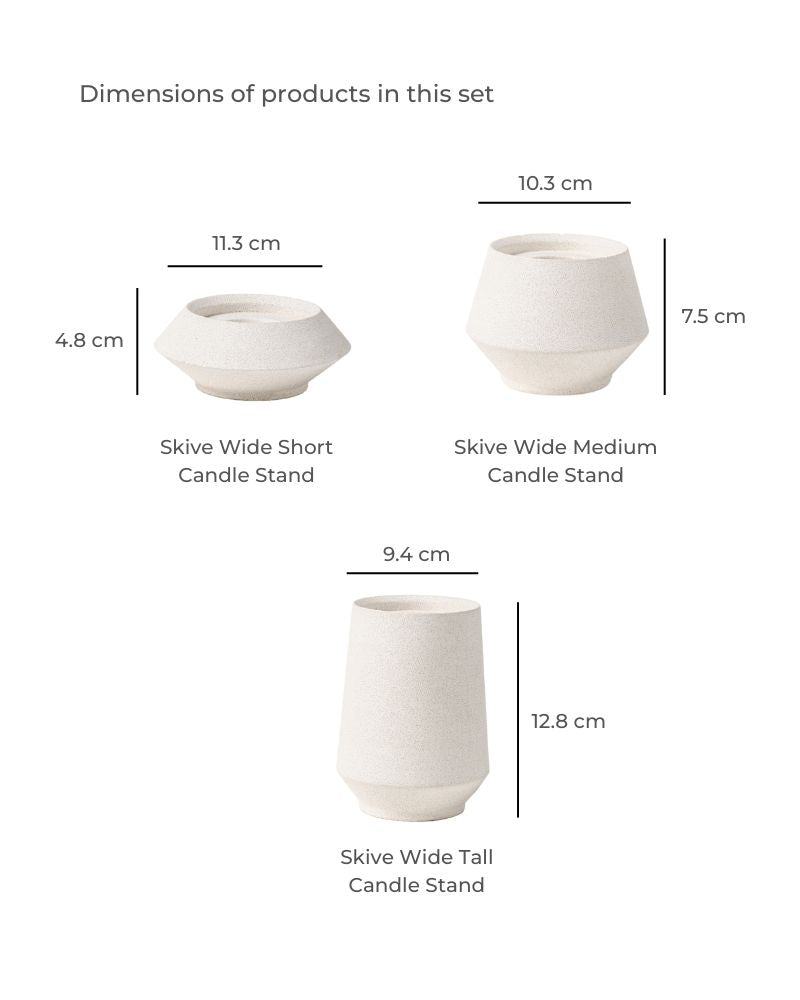 Skive Wide Candle Stand Set White