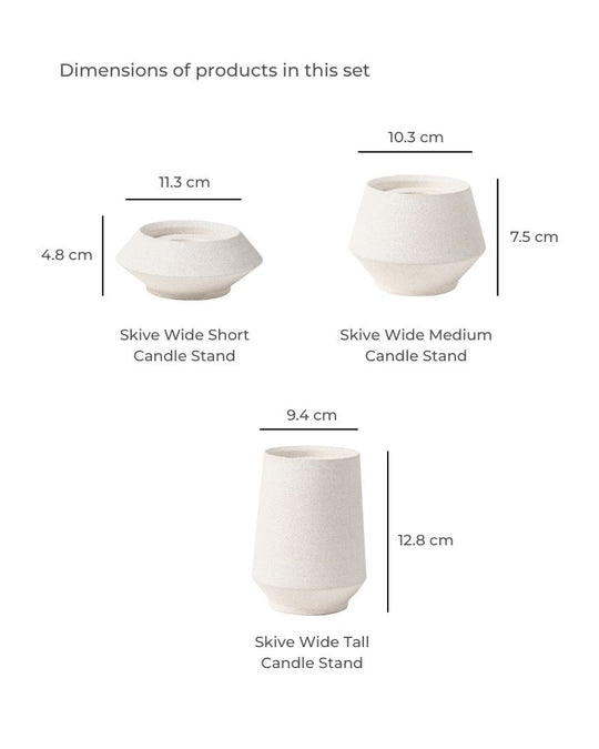 Skive Wide Candle Stand Set White
