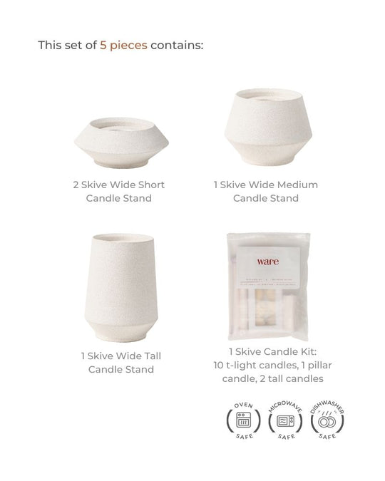 Skive Wide Candle Stand Set White