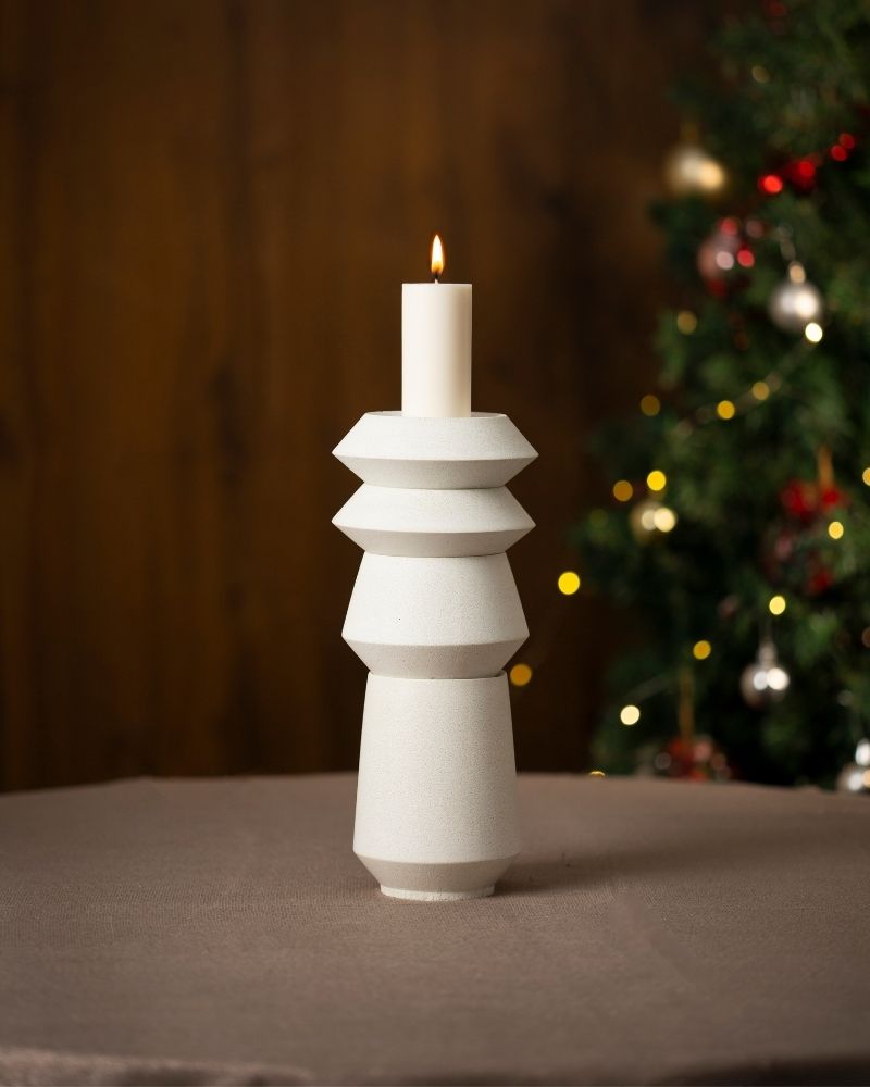 Skive Wide Candle Stand Set White