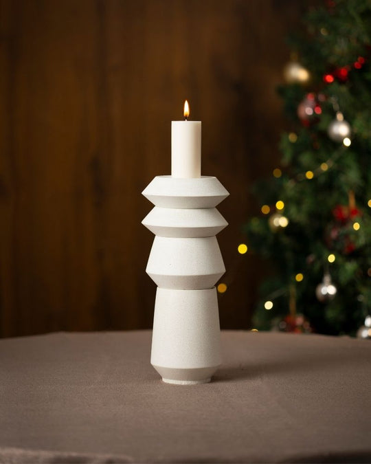Skive Wide Candle Stand Set White