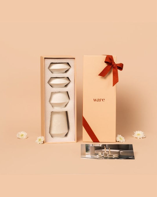 Skive Wide Candle Stand Set White