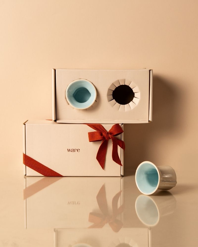 Small Flare 125ml Cup Gloss Aqua (Set of 2) - Gift Set