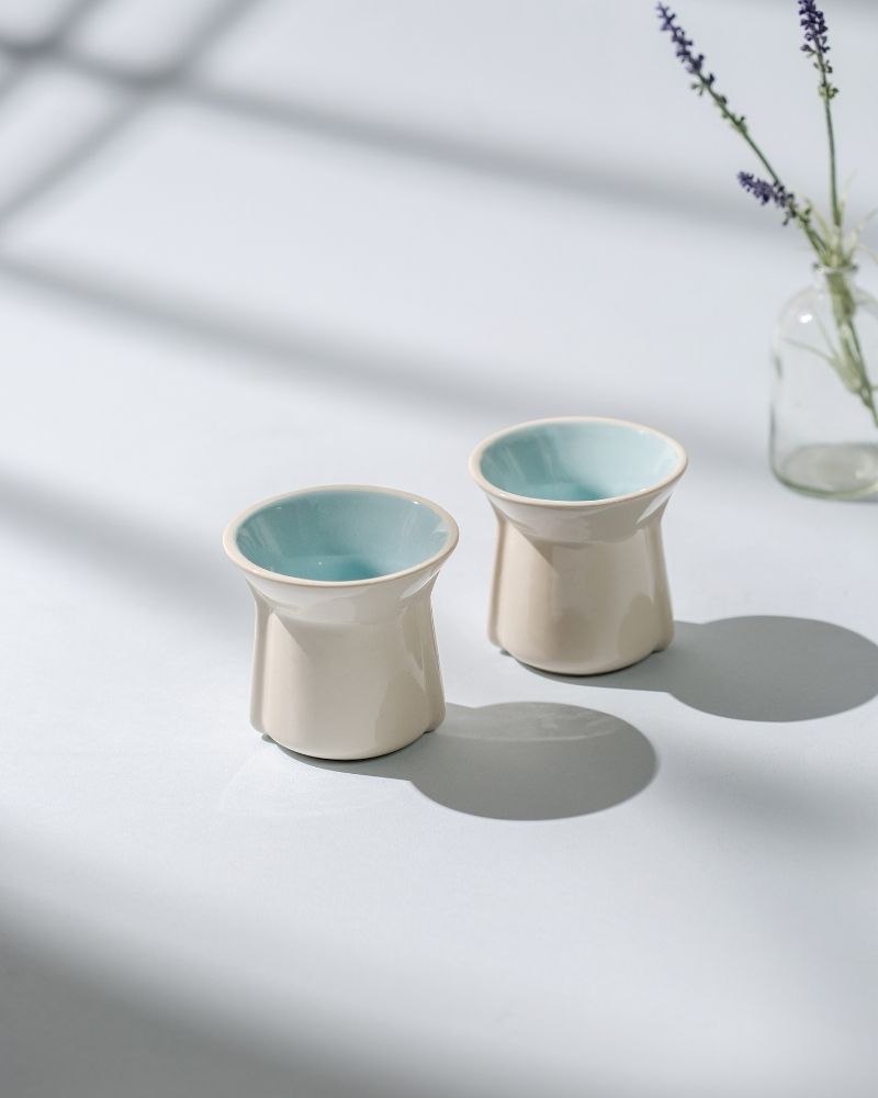 Small Flare 125ml Cup Gloss Aqua (Set of 2)