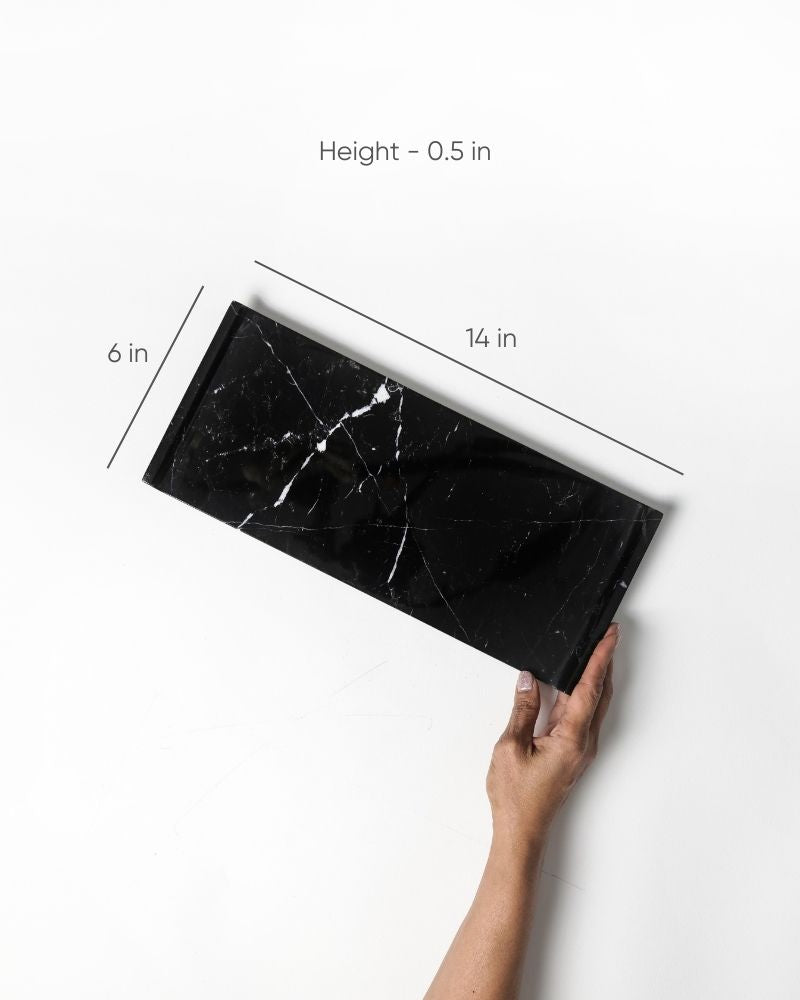 Small Lush Black Marquina Marble Tray