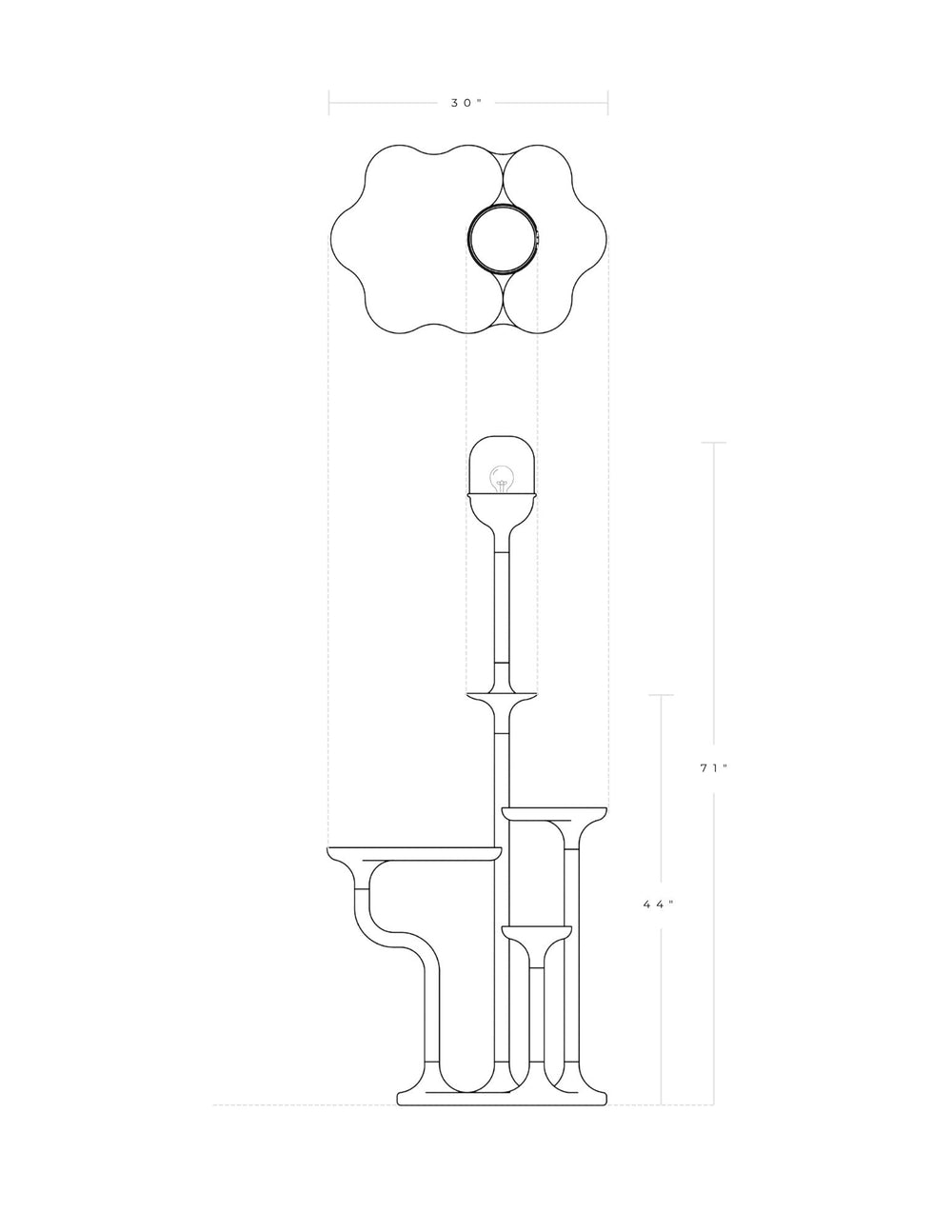 Pivot Layered Pedestal Table with a Lamp