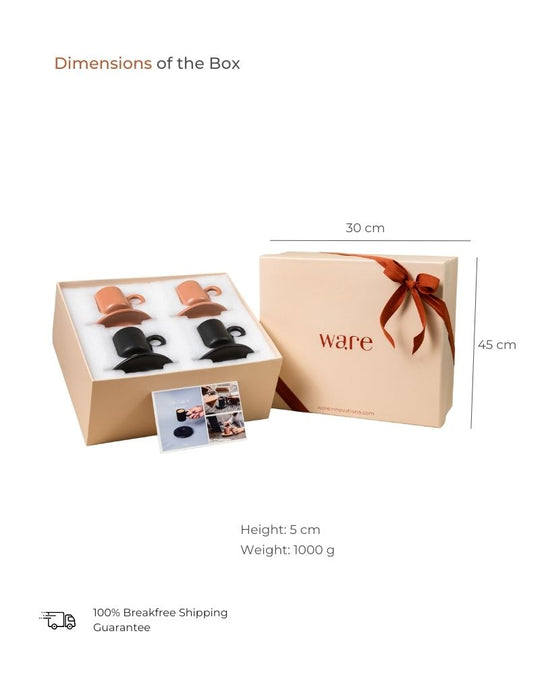 Lilo Cup and Saucer (Set of 4) Matt Black & Matt Tan - Gift Set