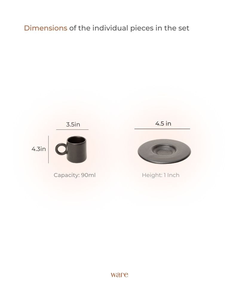 Lilo Cup and Saucer (Set of 4) Matt Black & Matt Tan - Gift Set