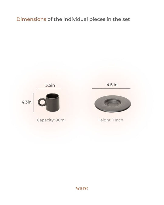 Lilo Cup and Saucer (Set of 4) Matt Black & Matt Tan - Gift Set
