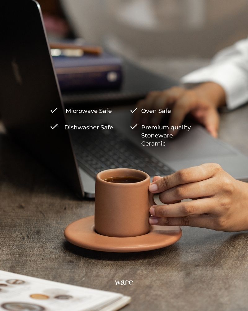 Lilo Cup and Saucer (Set of 4) Matt Black & Matt Tan - Gift Set
