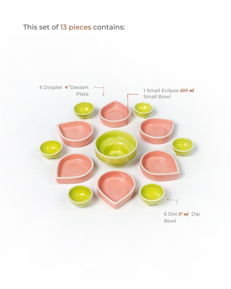 Rangoli Table Setting Pink (13 Pieces)