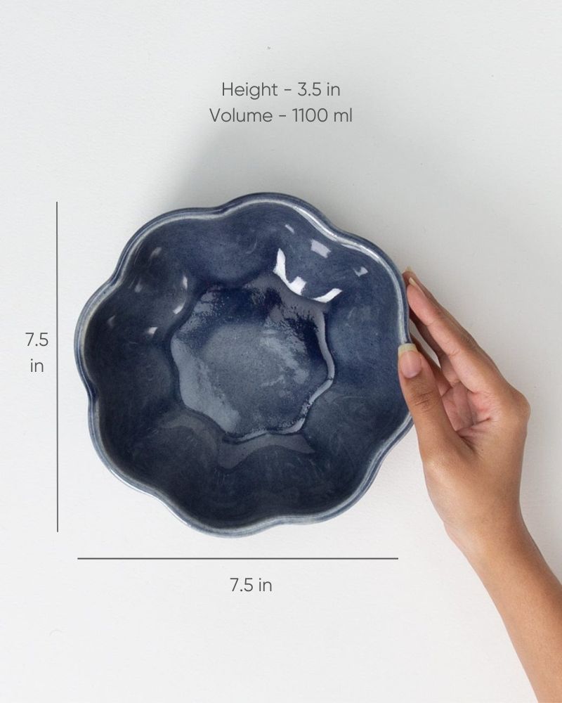 Margaret 1100ml Serving Bowl Stormy Blue with Lid