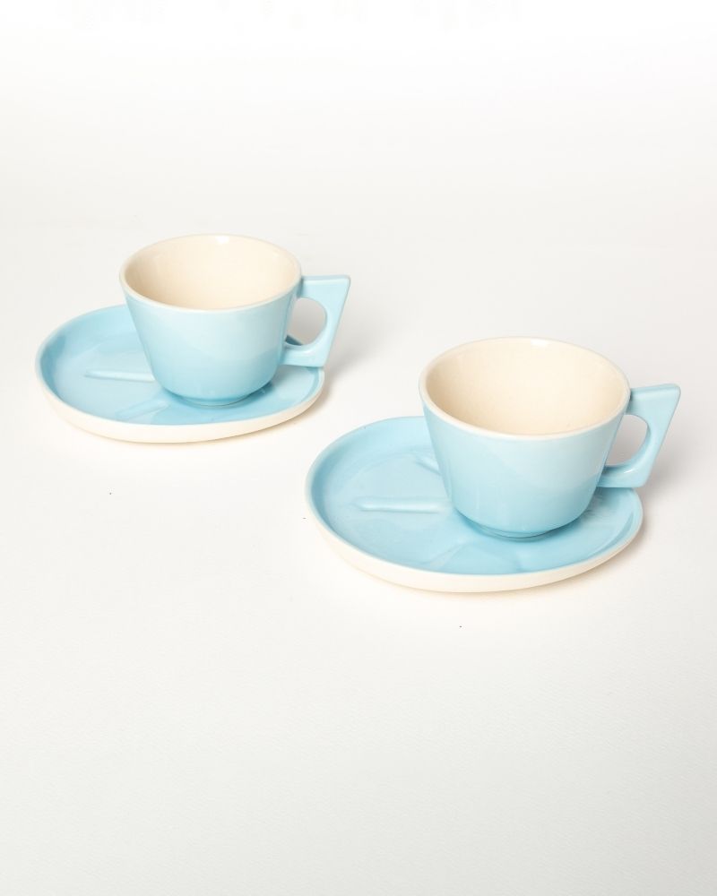 Mojo Big Coffee Cup and Saucer Set Aqua (350 ml) (Set of 2 cups and saucers)