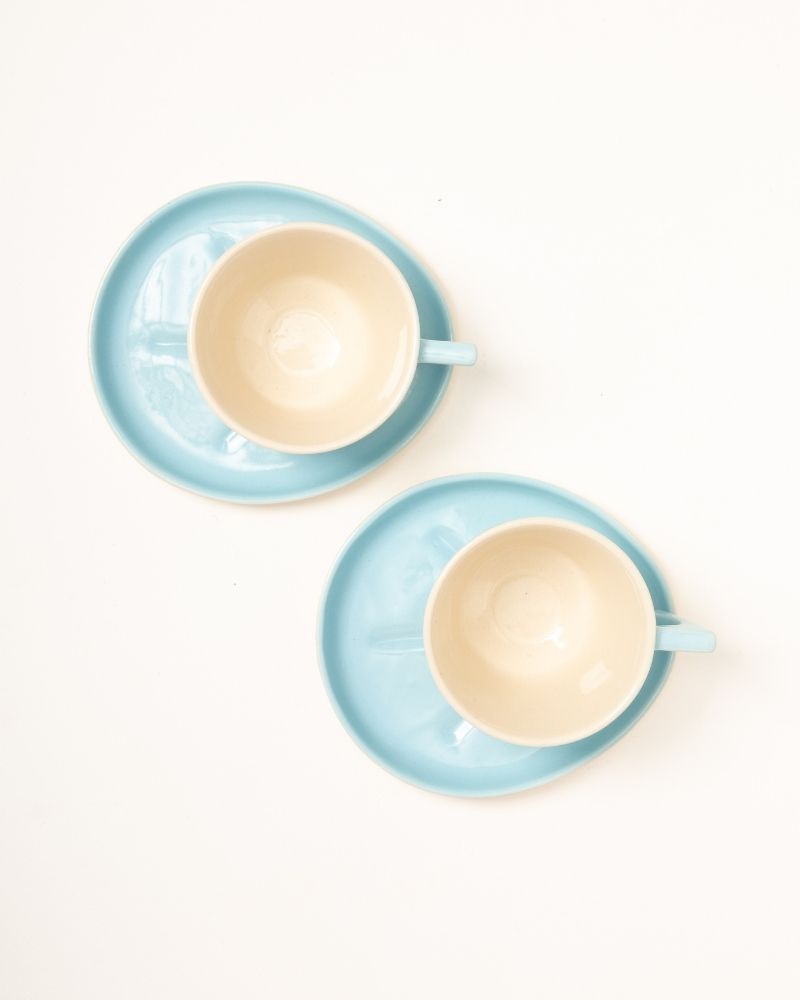 Mojo Coffee Cup and Saucer Set Aqua (350 ml) (Set of 2 cups and saucers)