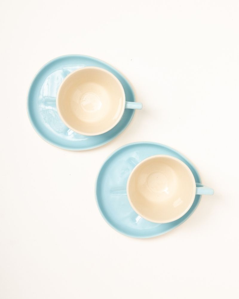 Mojo Big Coffee Cup and Saucer Set Aqua (350 ml) (Set of 2 cups and saucers)