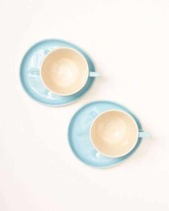 Mojo Big Coffee Cup and Saucer Set Aqua (350 ml) (Set of 2 cups and saucers)