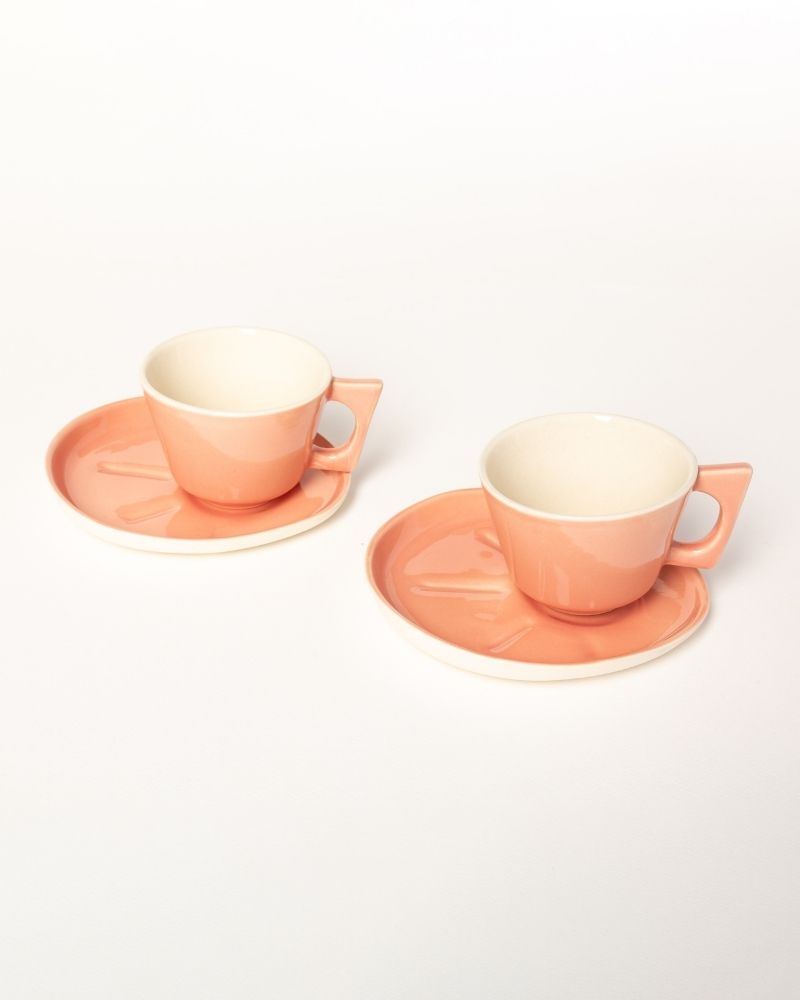 Mojo Big Coffee Cup and Saucer Set Melon (350 ml) (Set of 2 cups and saucers)