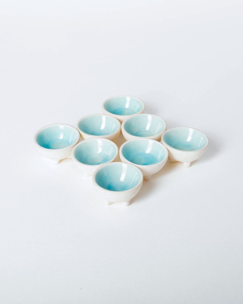 Dot Dip Plate Aqua (Set of 8)