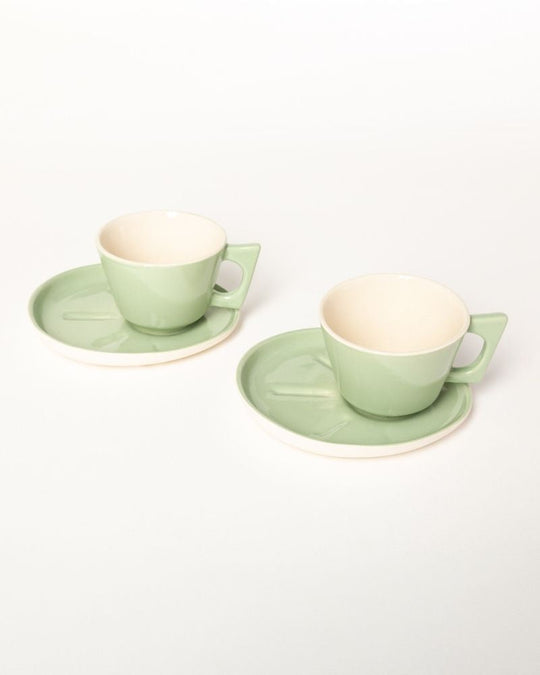 Mojo Coffee Cup and Saucer Set Tea Green (350 ml) (Set of 2 cups and saucers)