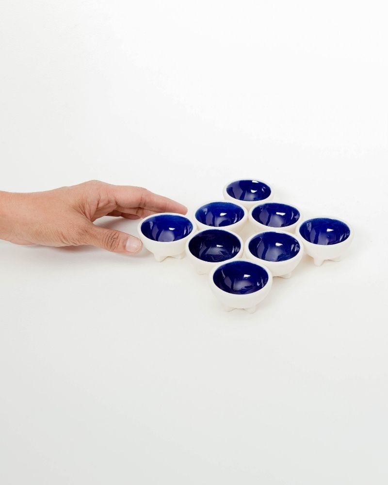 Dot Dip Plate Deep Blue (Set of 8)