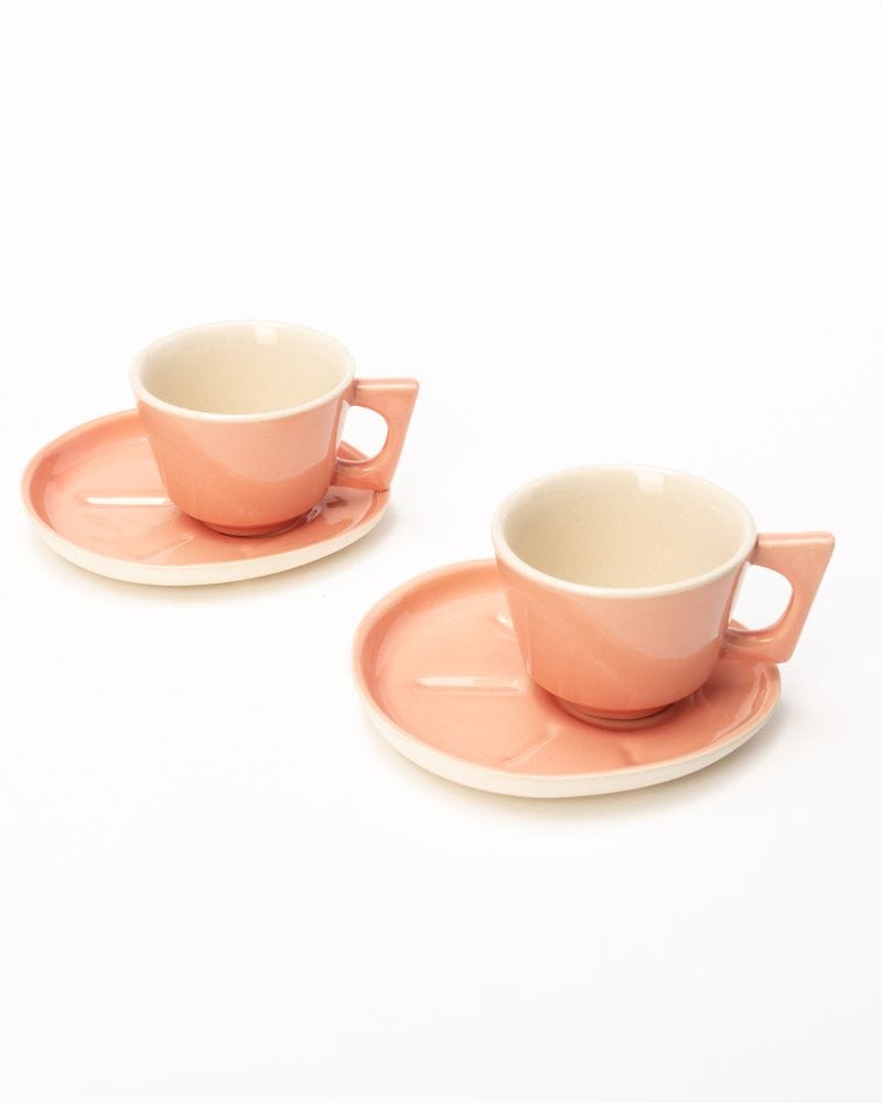 Ware Innovations Mug Jojo Coffee Cup and Saucer Set Melon (215 ml) (Set of 2 cups and saucers)