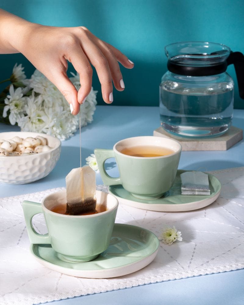 Jojo Small Coffee Cup and Saucer Set in Tea Green