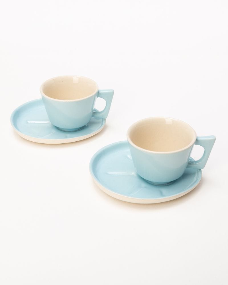 Ware Innovations Mug Jojo Tea Cup Set Aqua (215 ml) (Set of 2 cups and saucers)