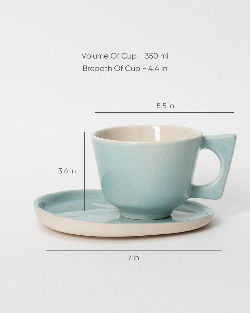 Ware Innovations Mug Aqua Mojo Coffee Cup and Saucer Set Aqua (350 ml)