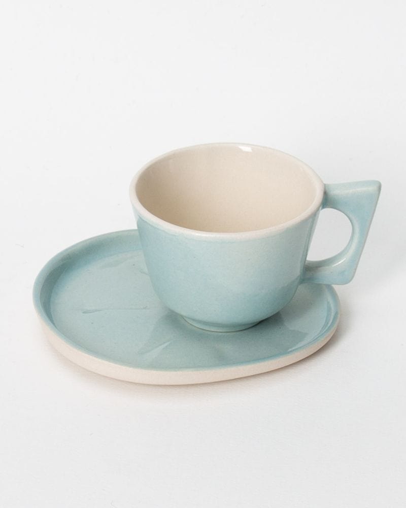Ware Innovations Mug Aqua Mojo Coffee Cup and Saucer Set Aqua (350 ml)
