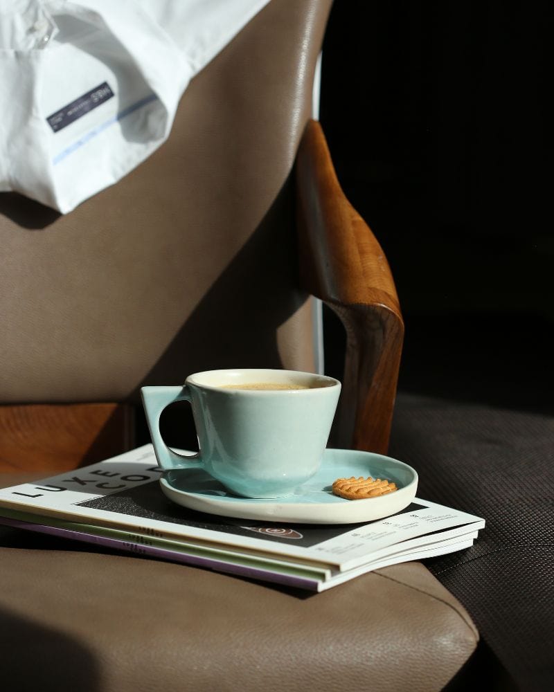 Ware Innovations Mug Aqua Mojo Coffee Cup and Saucer Set Aqua (350 ml)