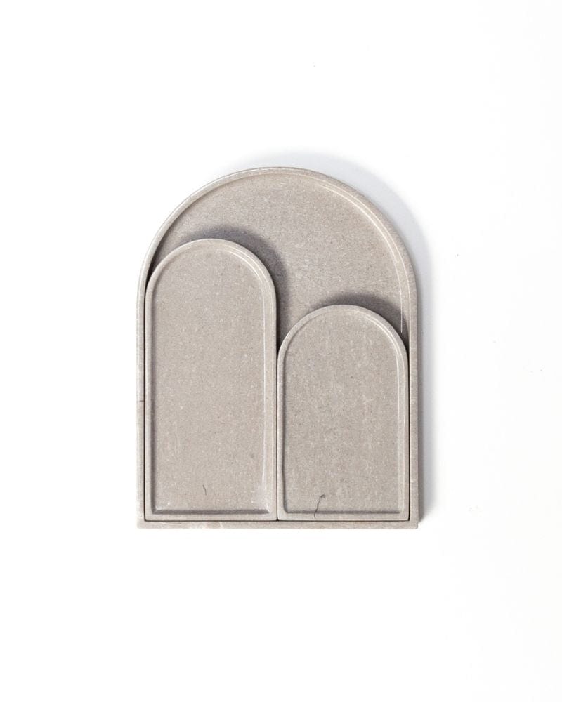 Palais Moon Grey Marble Platter Set (3 Pieces)