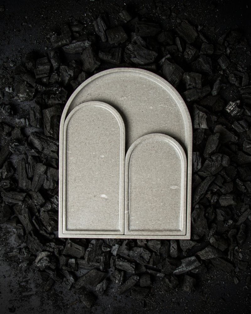 Ware Innovations Platter Palais Moon Grey Marble Platter Set (3 Pieces)