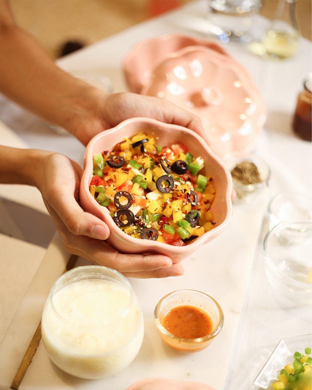 Baby Margo 500ml Serving Bowl with Lid Blush