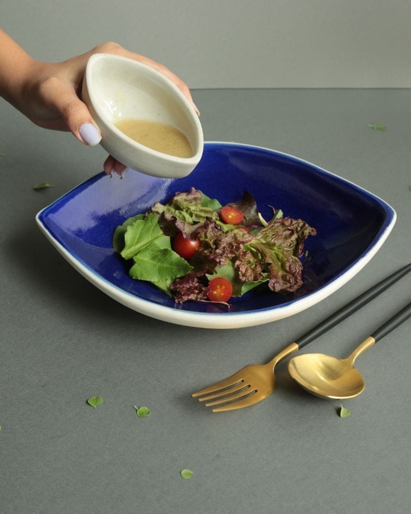 Ware Innovations Serving Bowls Deep Blue Bloom Salad Bowl Deep Blue