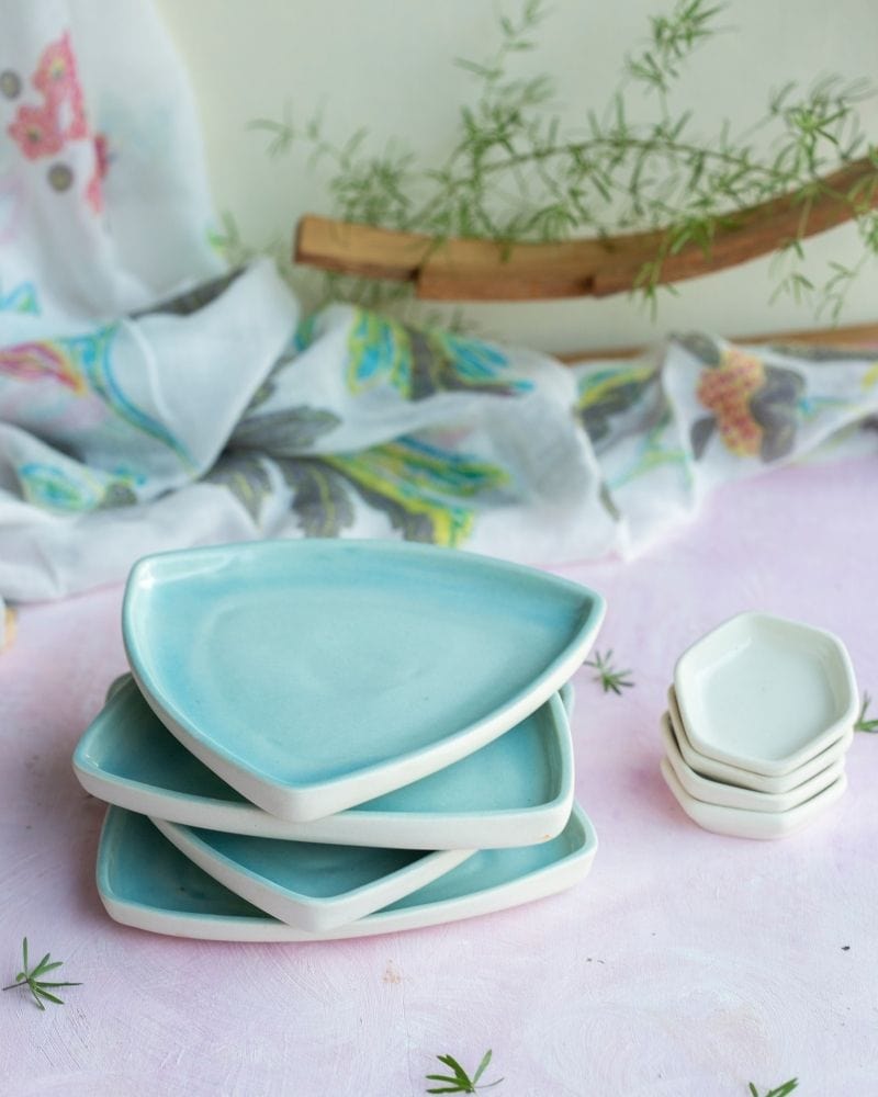 Ware Innovations Table Settings Aqua Nosh Starter Plate Set Aqua (8 Pieces)